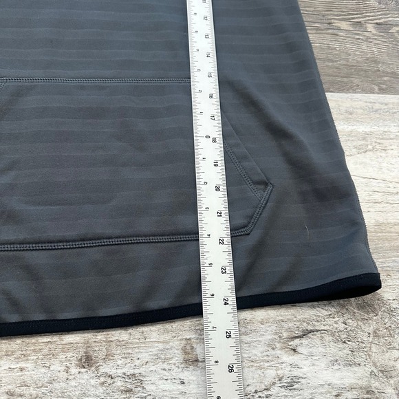 Nike Gray Striped Mens Small Funnel Neck Big Swoosh Fleece Lined Pullover Hoodie - Picture 7 of 8